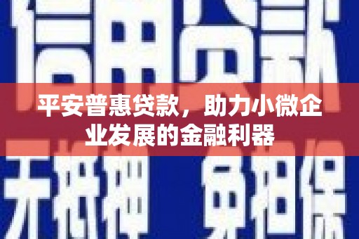 土默特左旗平安普惠贷款，助力小微企业发展的金融利器