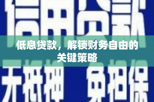 土默特左旗低息贷款，解锁财务自由的关键策略
