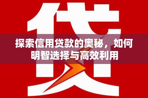 土默特左旗探索信用贷款的奥秘，如何明智选择与高效利用